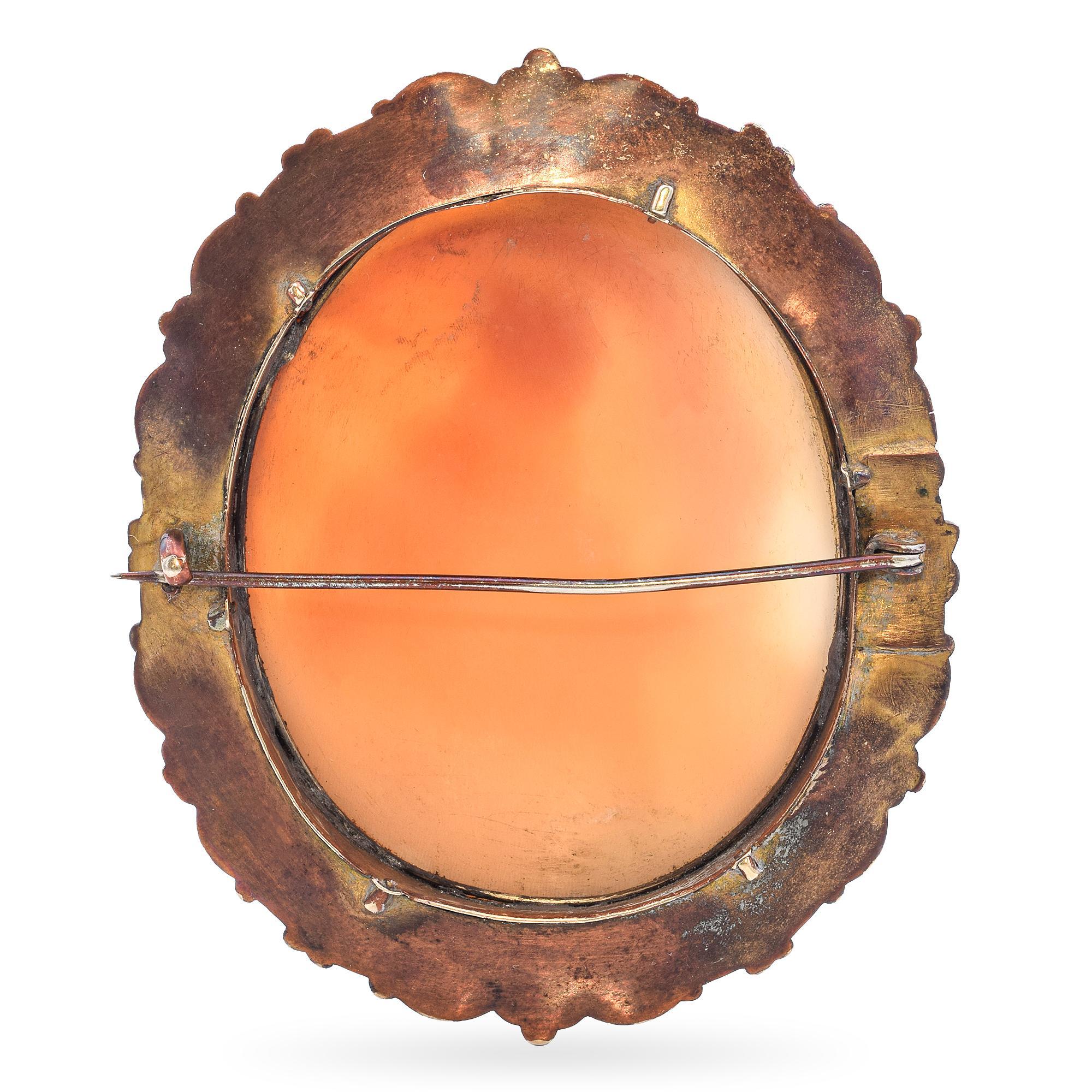 De las mujeres Broche antiguo de concha de oro amarillo de 9 quilates 