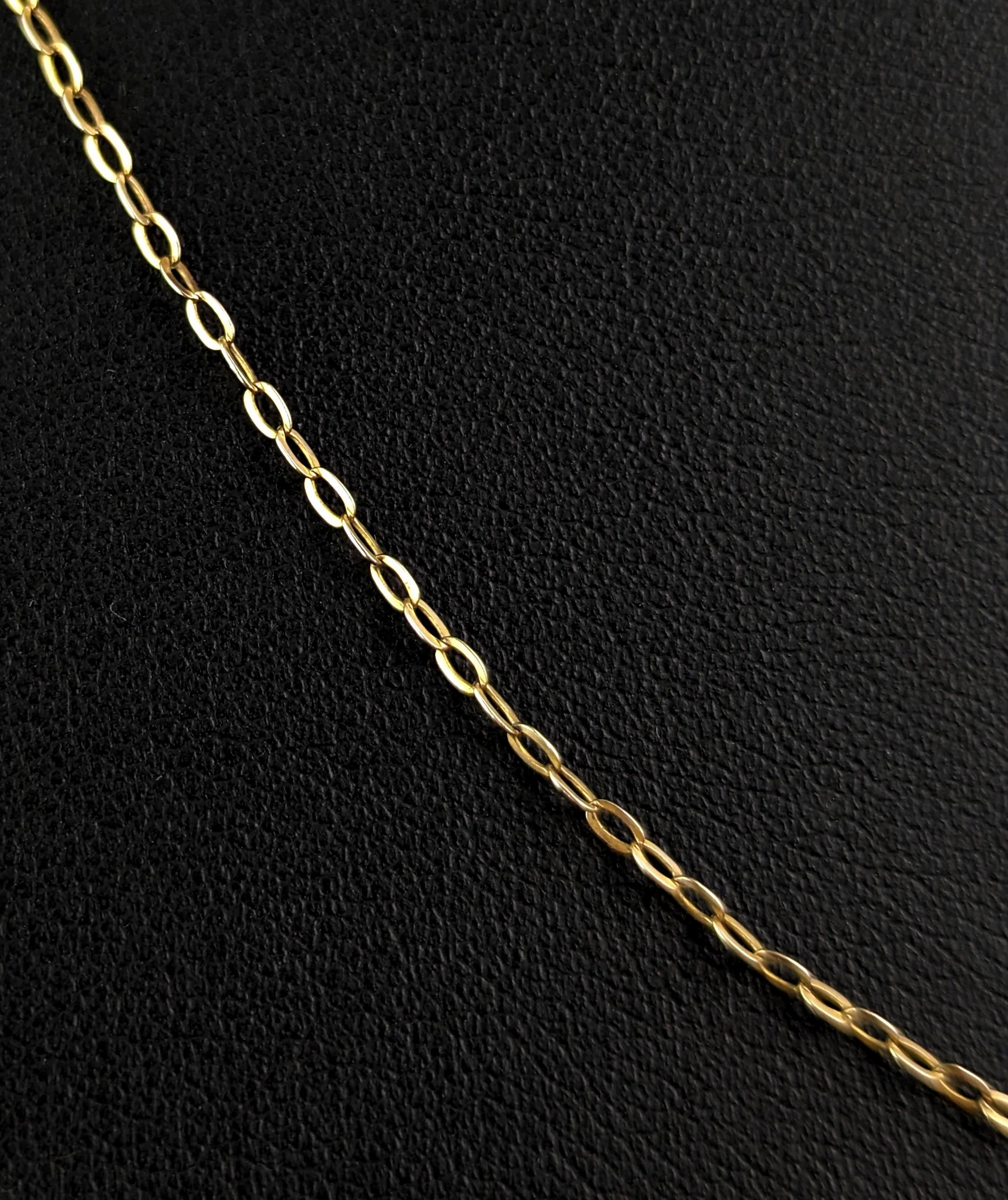 Antique 9k yellow gold trace chain necklace, dainty  5