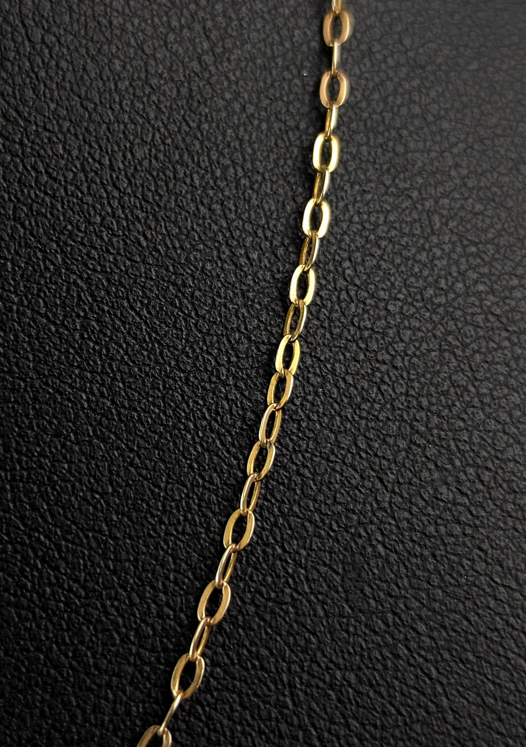 Antique 9k yellow gold trace chain necklace, dainty  6