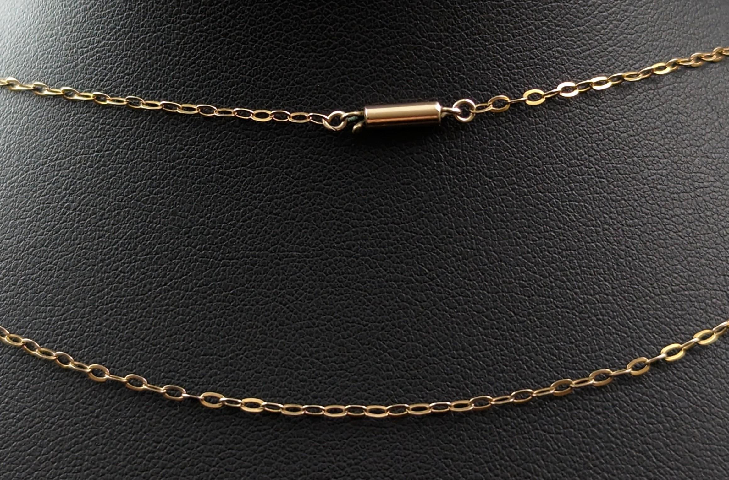 Antique 9k yellow gold trace chain necklace, dainty  7