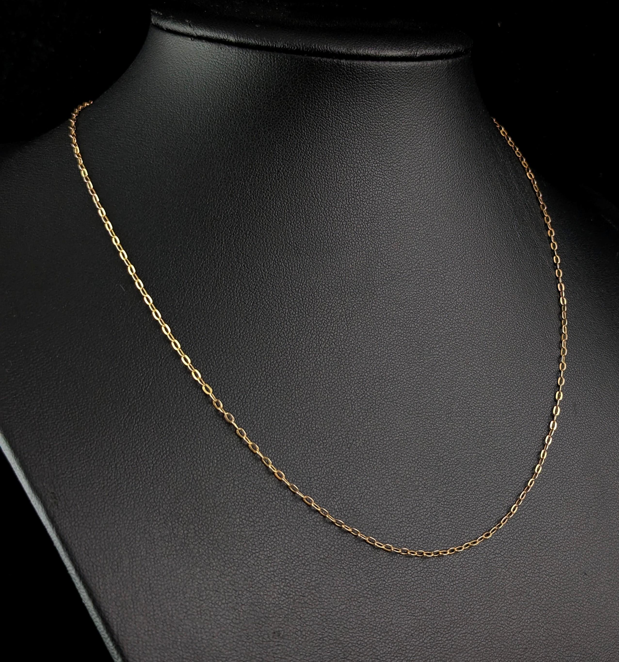 Antique 9k yellow gold trace chain necklace, dainty  In Fair Condition In NEWARK, GB
