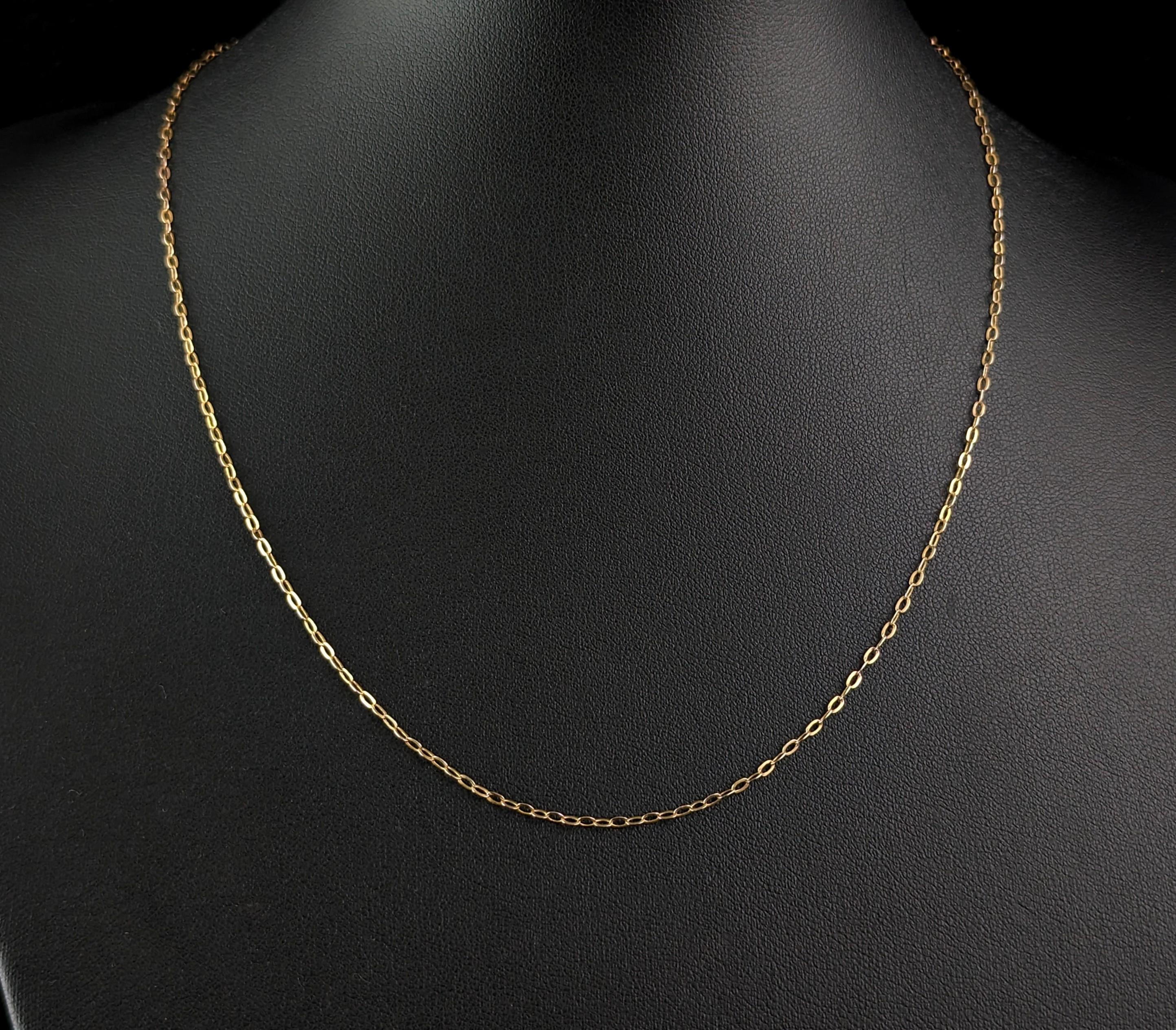 Antique 9k yellow gold trace chain necklace, dainty  1