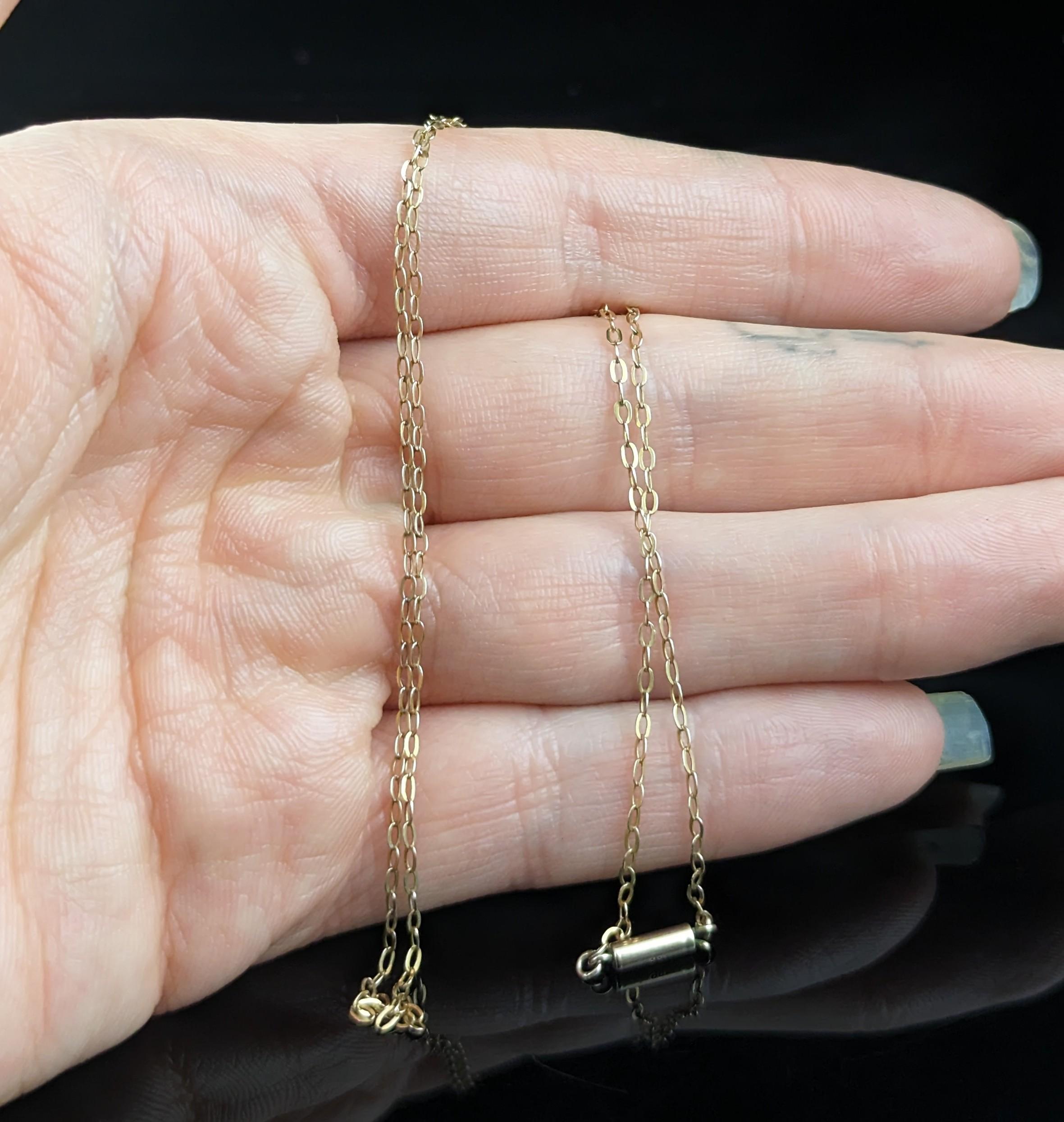 Antique 9k yellow gold trace chain necklace, dainty  3