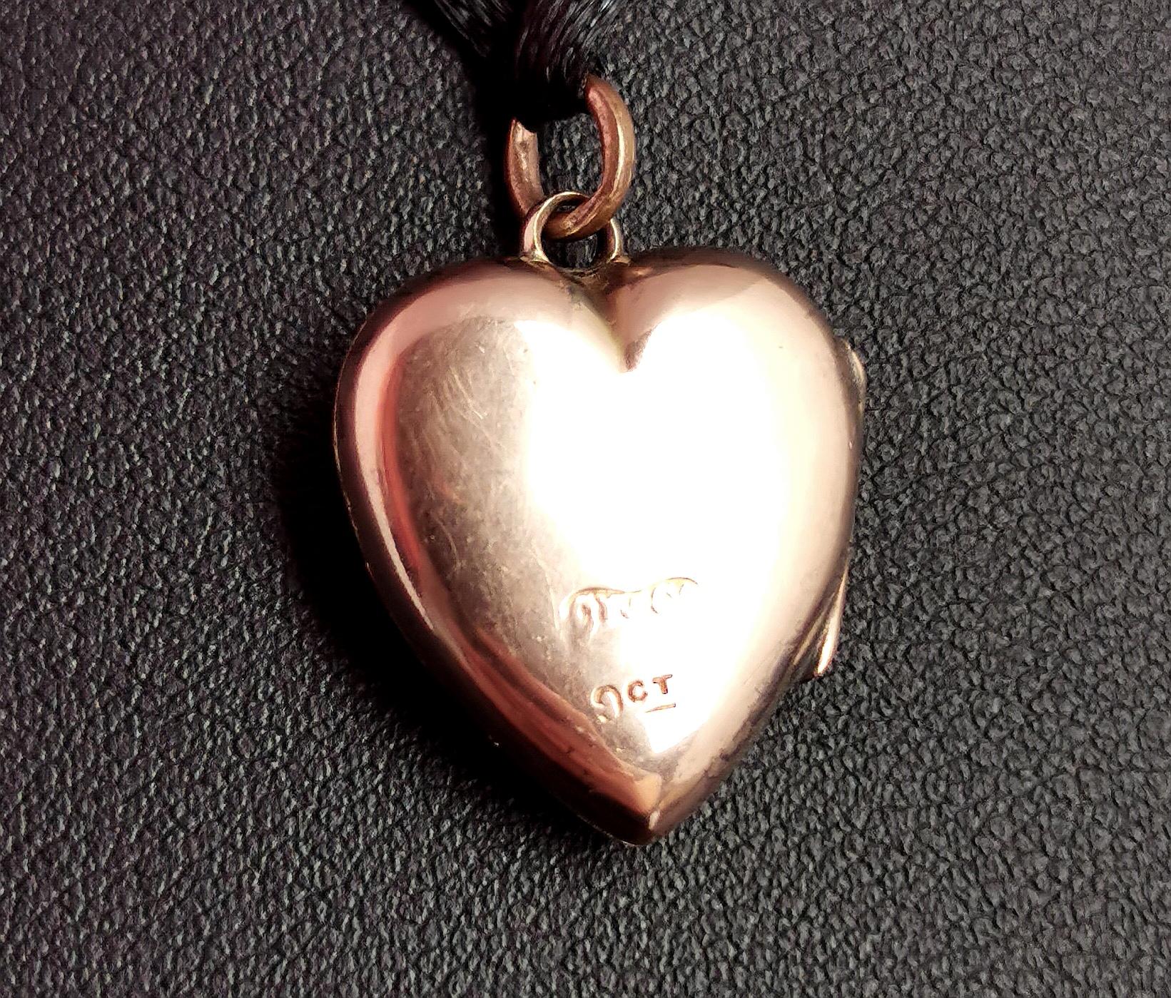 Women's Antique 9kt Gold Heart Shaped Locket Pendant