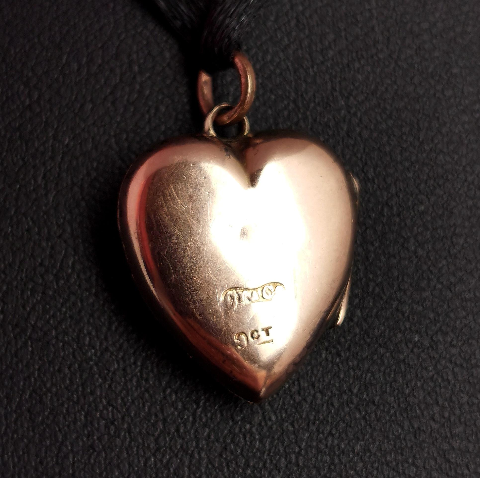 Antique 9kt Gold Heart Shaped Locket Pendant 1
