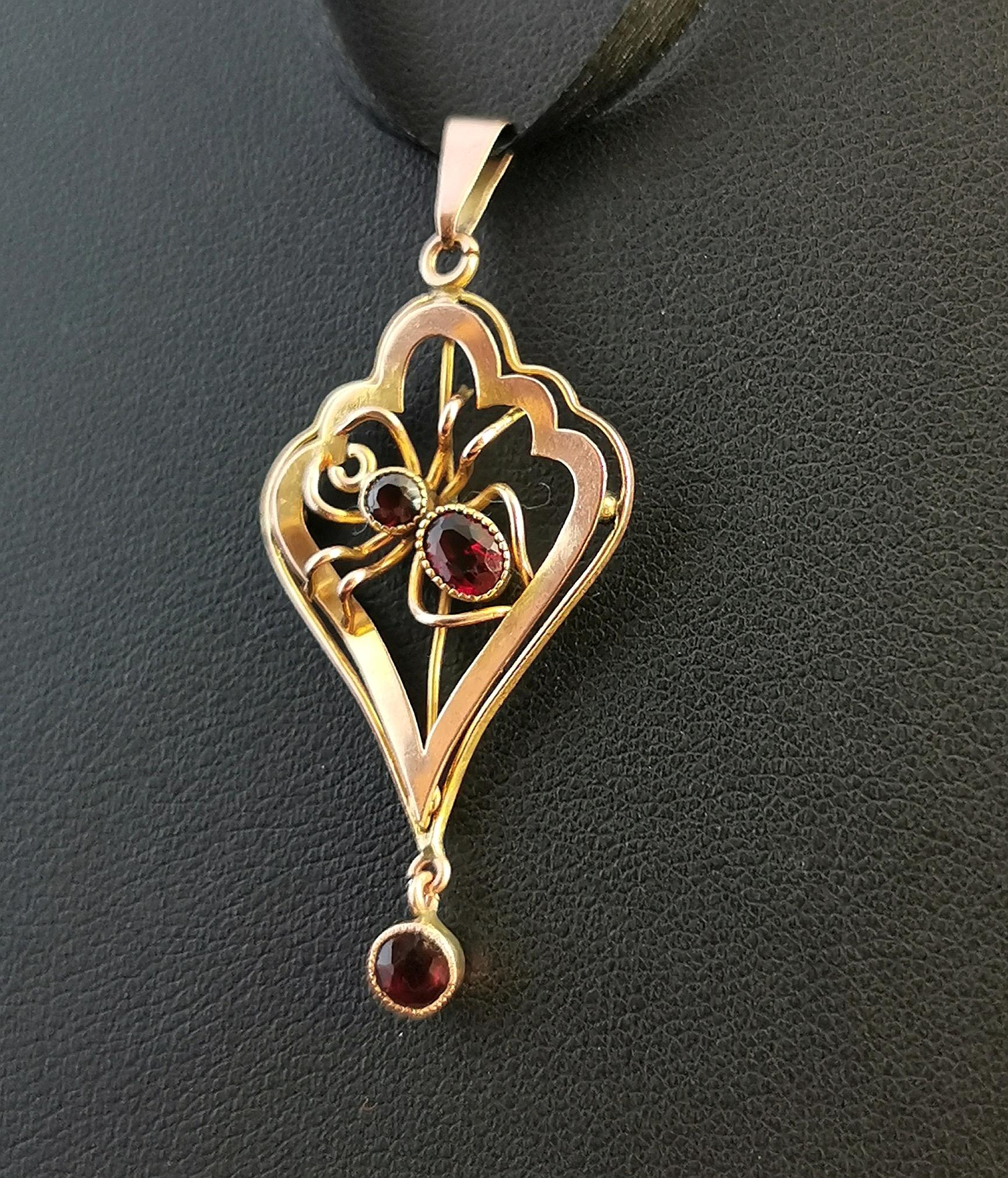 Antiker antiker Spinnenanhänger aus 9 Karat Gold, Lavalier, Jugendstil im Zustand „Gut“ in NEWARK, GB