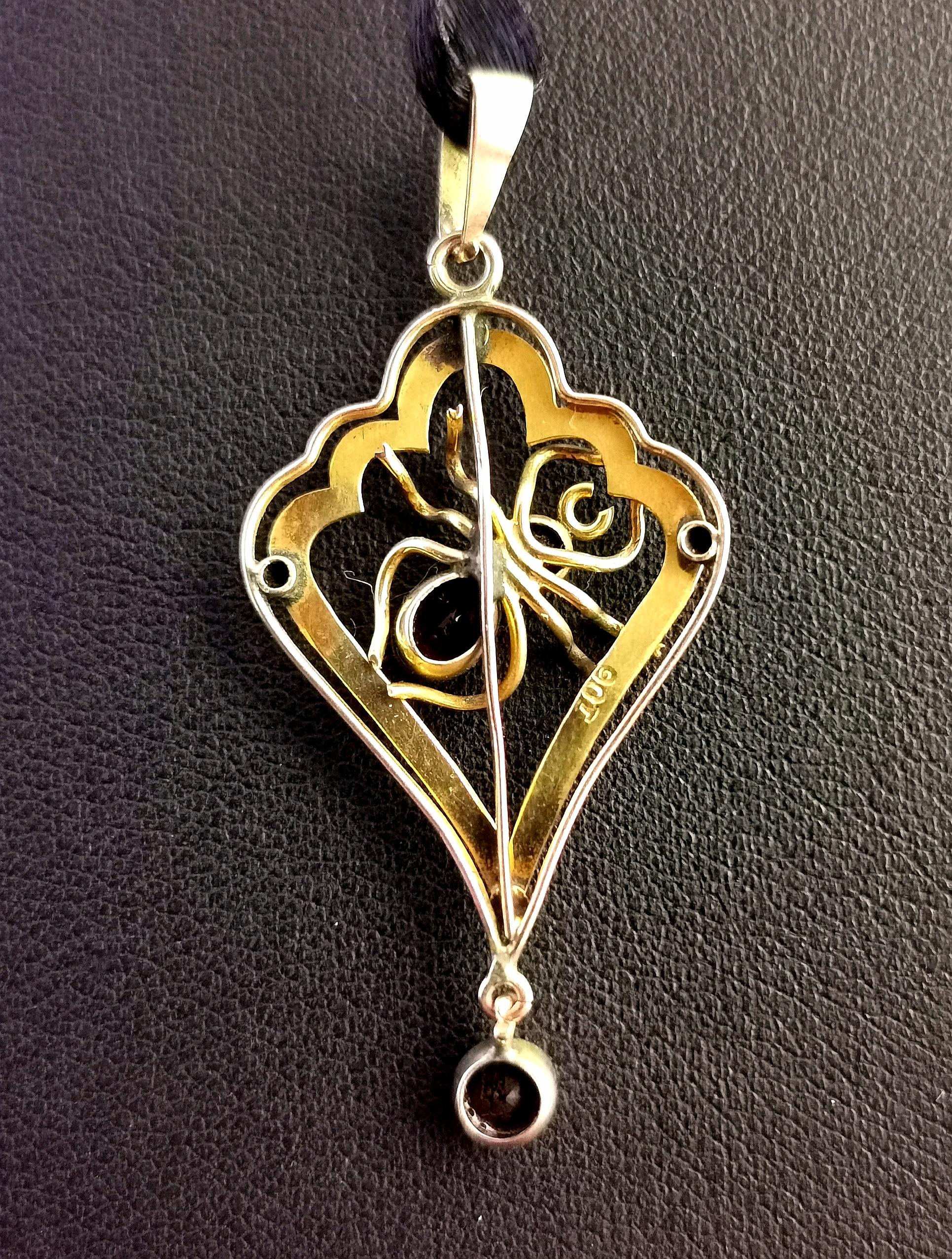 Antiker antiker Spinnenanhänger aus 9 Karat Gold, Lavalier, Jugendstil 3