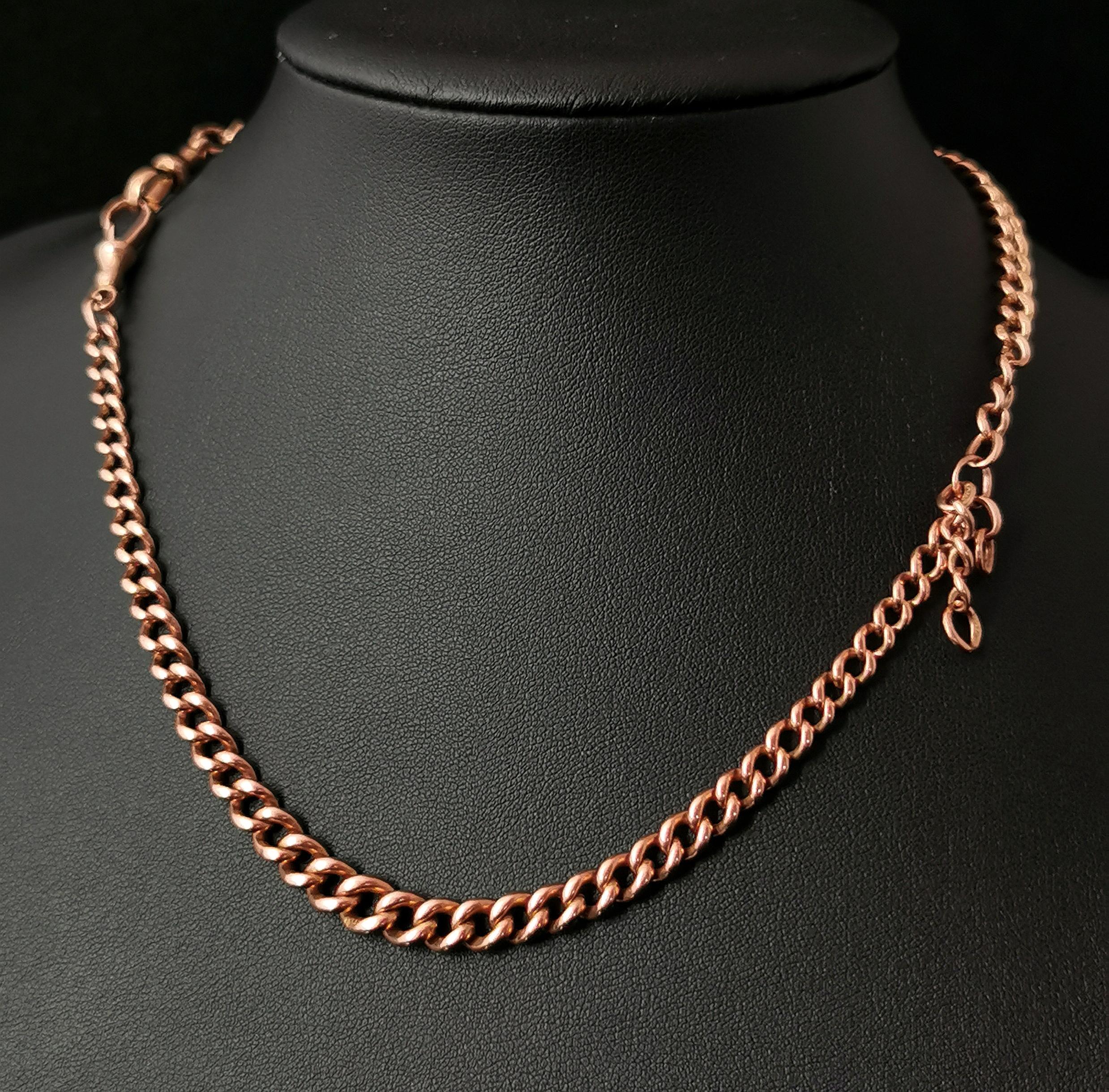 Antique 9kt Rose Gold Albert Chain, Watch Chain Necklace, Edwardian 4