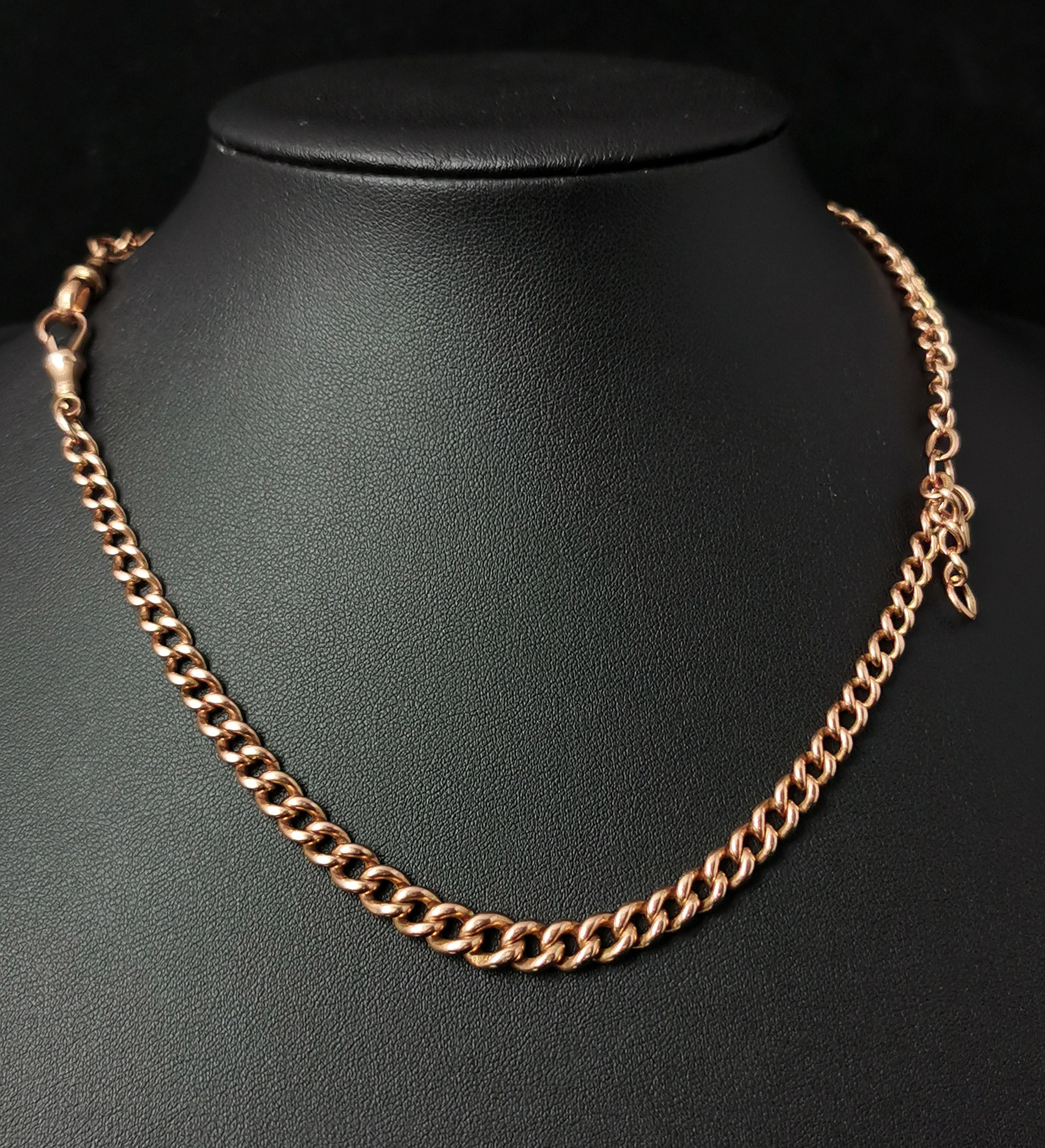 Antique 9kt Rose Gold Albert Chain, Watch Chain Necklace, Edwardian 5