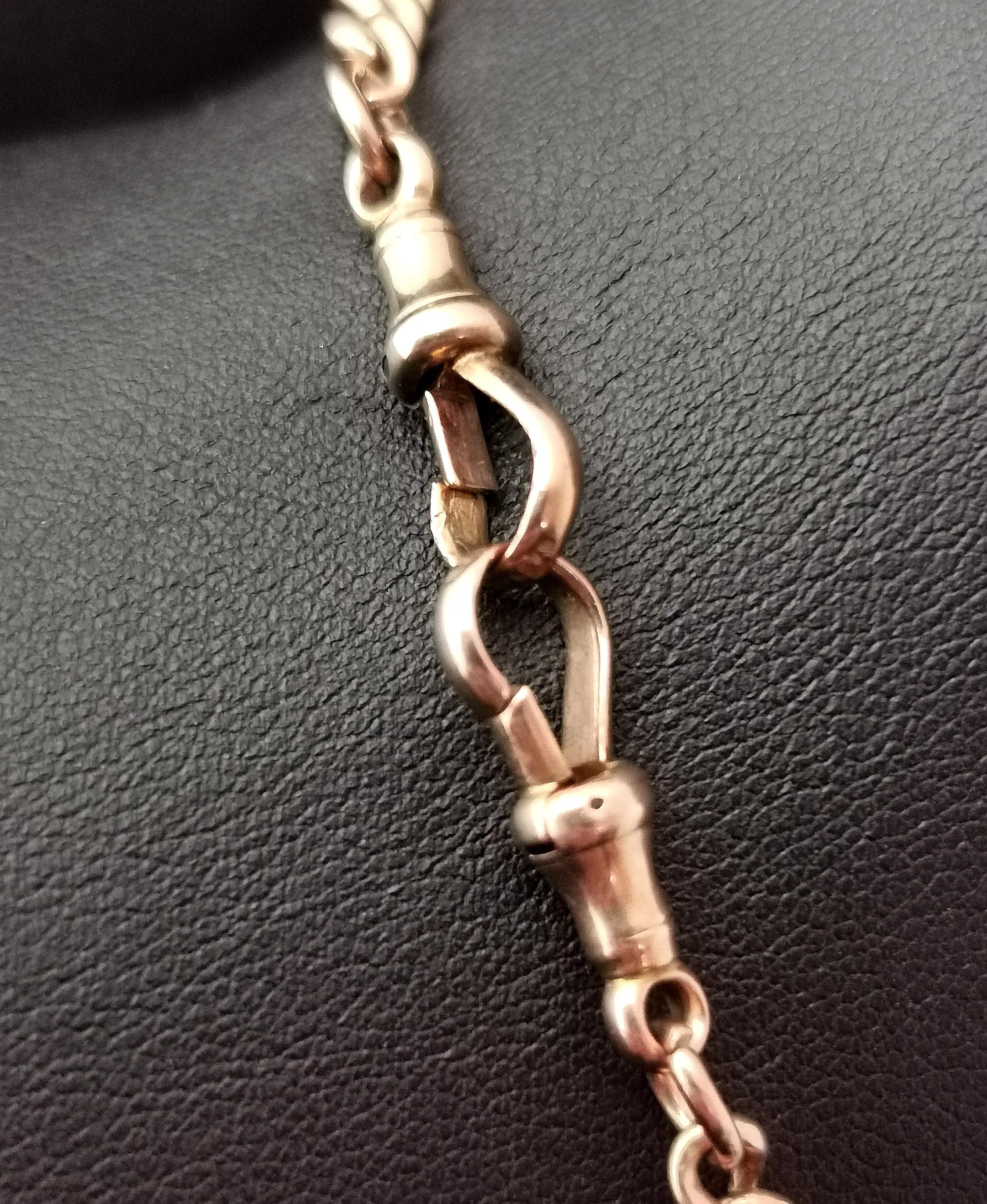Antique 9kt Rose Gold Albert Chain, Watch Chain Necklace, Edwardian 2