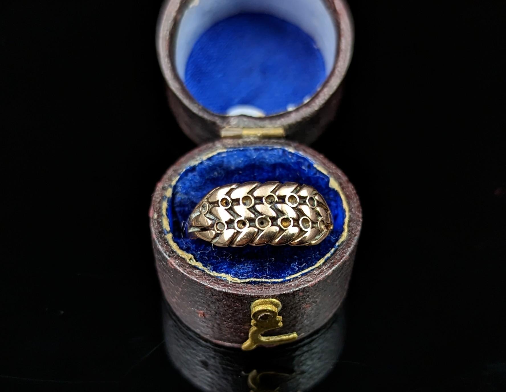 Antique 9kt Rose gold keeper ring, Edwardian  6