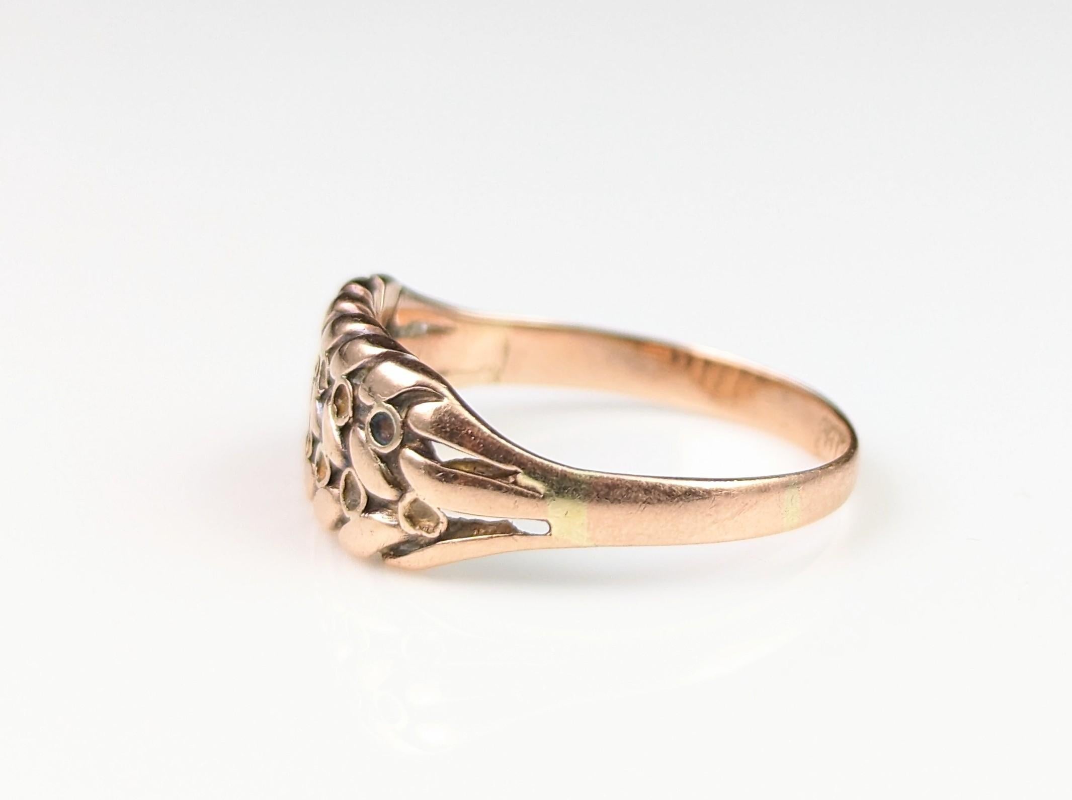 Antique 9kt Rose gold keeper ring, Edwardian  9
