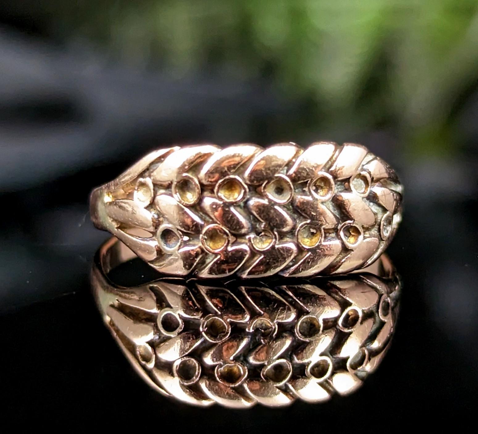 Women's Antique 9kt Rose gold keeper ring, Edwardian 