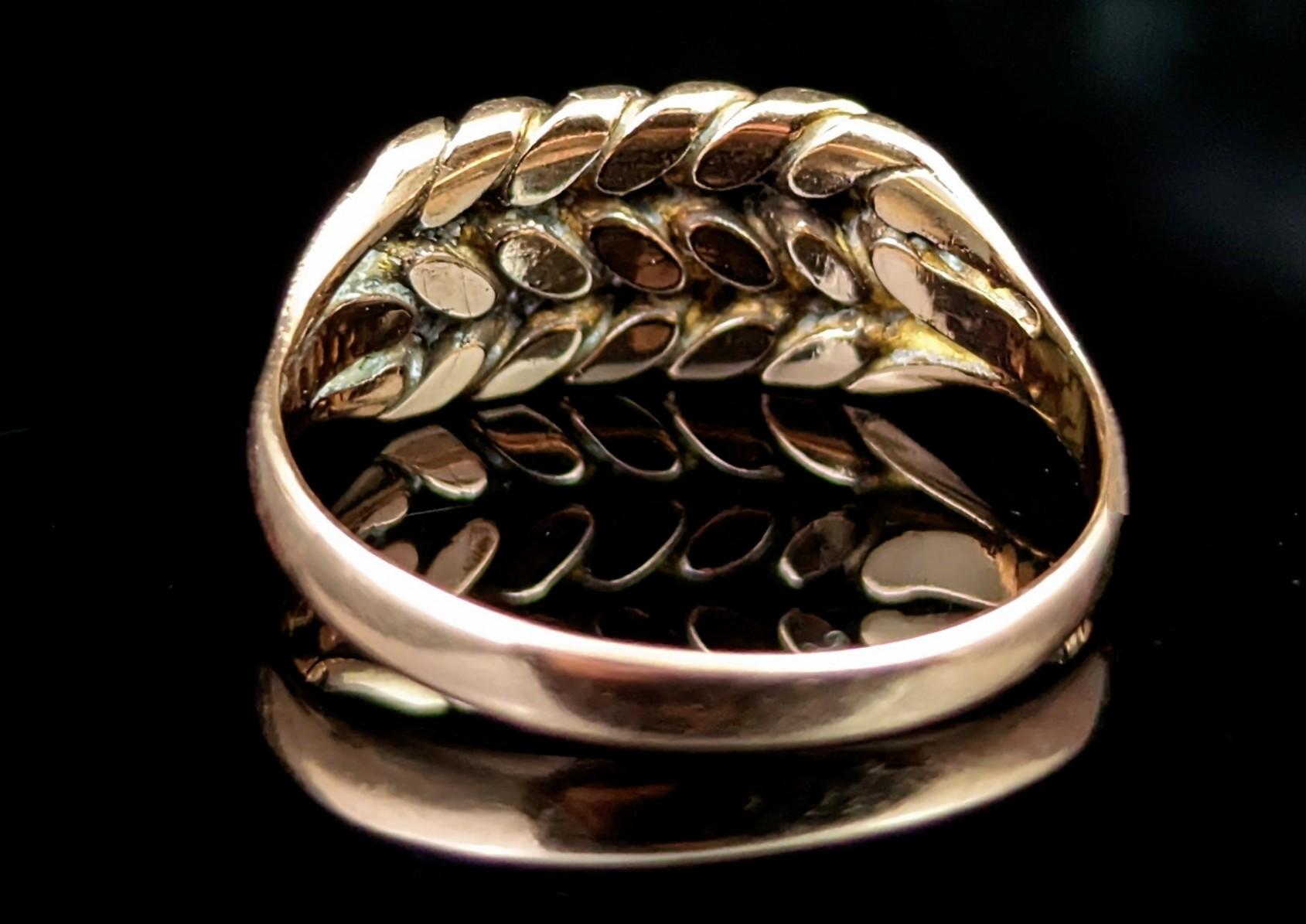 Antique 9kt Rose gold keeper ring, Edwardian  1
