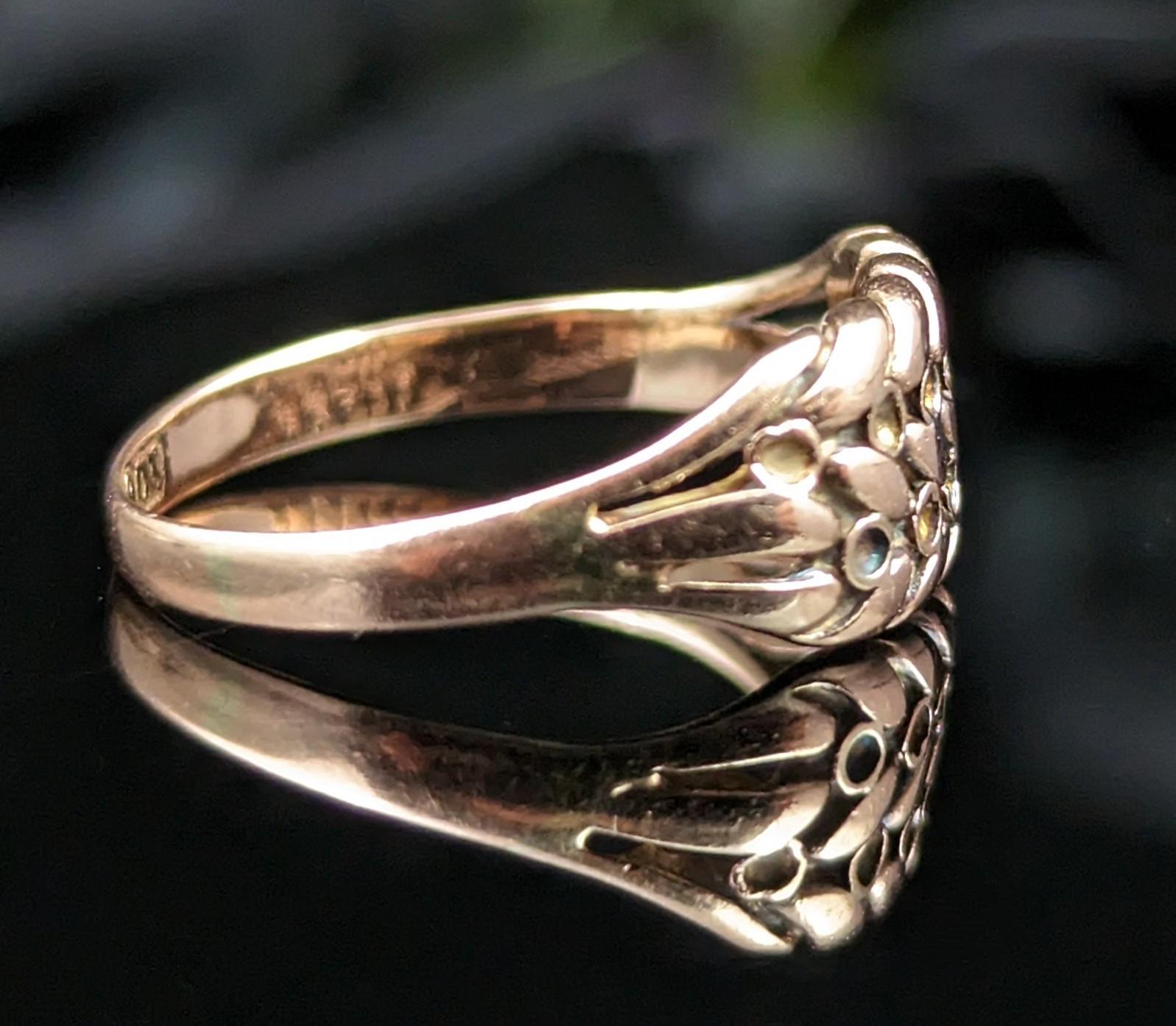 Antique 9kt Rose gold keeper ring, Edwardian  2