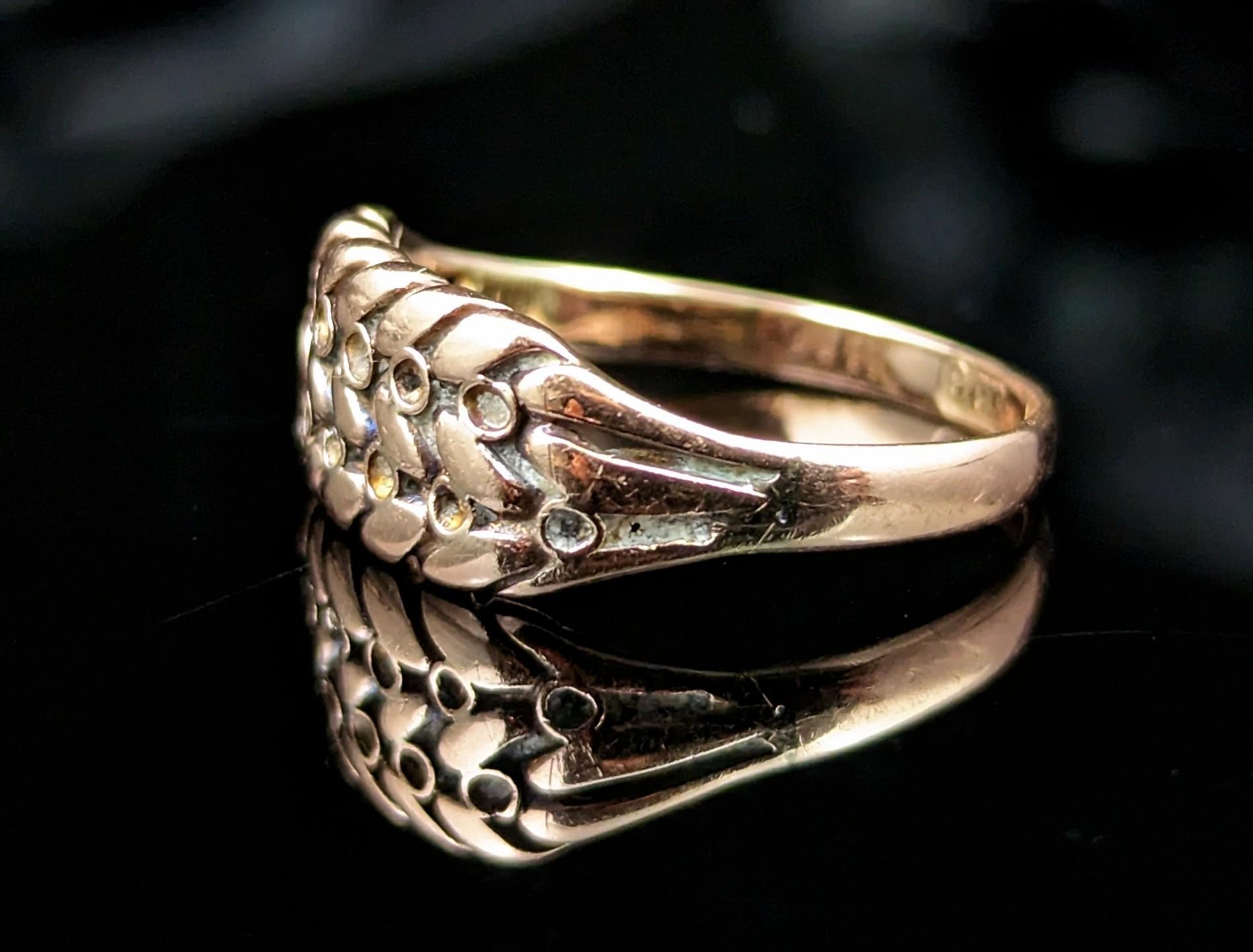 Antique 9kt Rose gold keeper ring, Edwardian  3