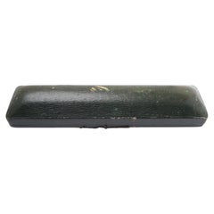 Antique A. Barrett and Sons Green Leather Long Jewellery Box