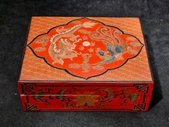 Antike A Chinesisch Vergoldet Lackiert Boxe