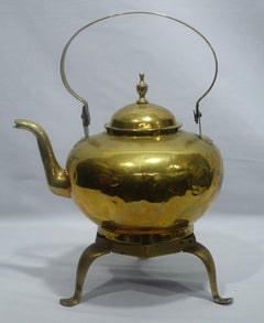 Antique A  English Copper Tea Kettle W/ Trivet, TC#14