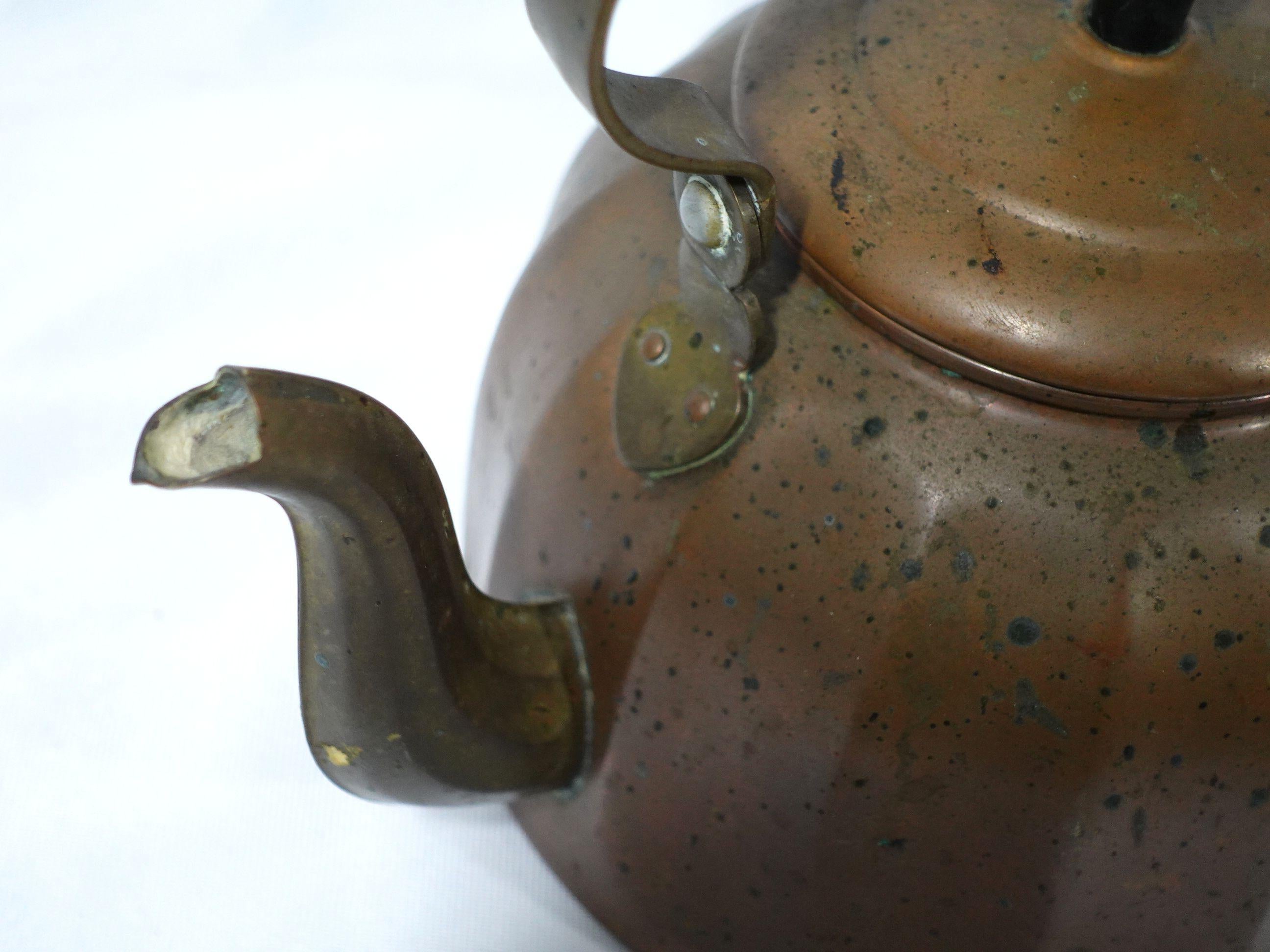 Antique A English Shaped Copper Tea Kettle 