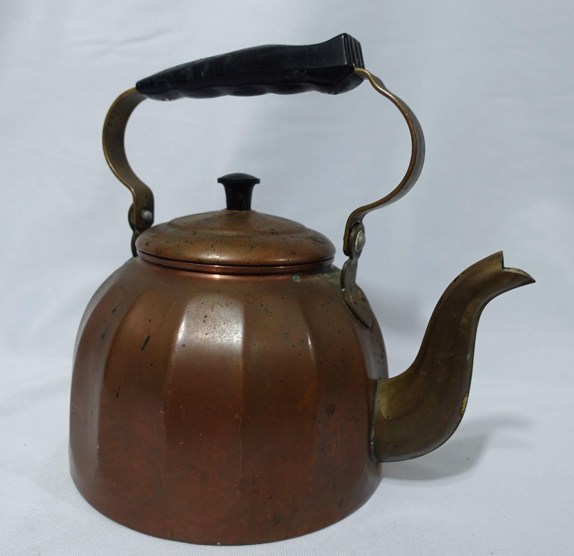 Antique A English Shaped Copper Tea Kettle 
