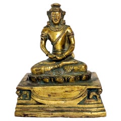 Antique A Gilt Bronze Bodhisattva Statue, 18th C. Nepalese