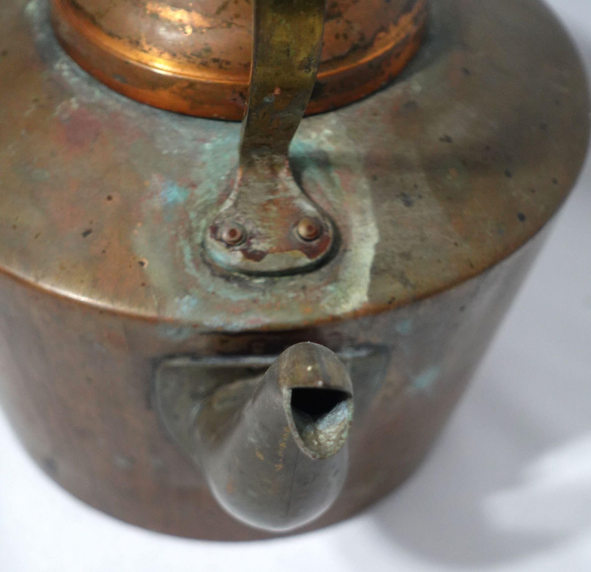 Hand-Crafted Antique A Heavy English Copper Tea Kettle, TC#04 For Sale