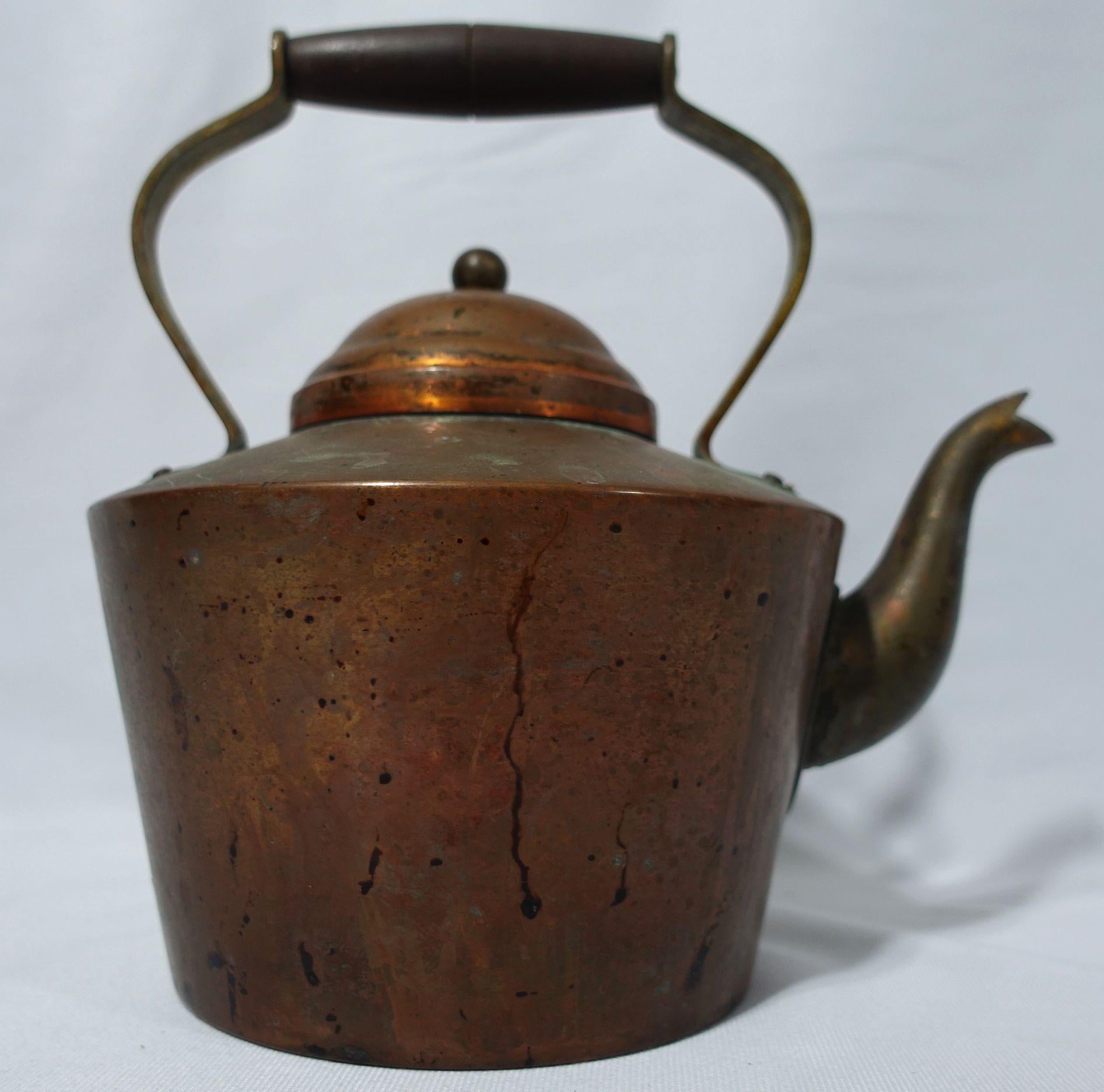 19th Century Antique A Heavy English Copper Tea Kettle, TC#04 For Sale