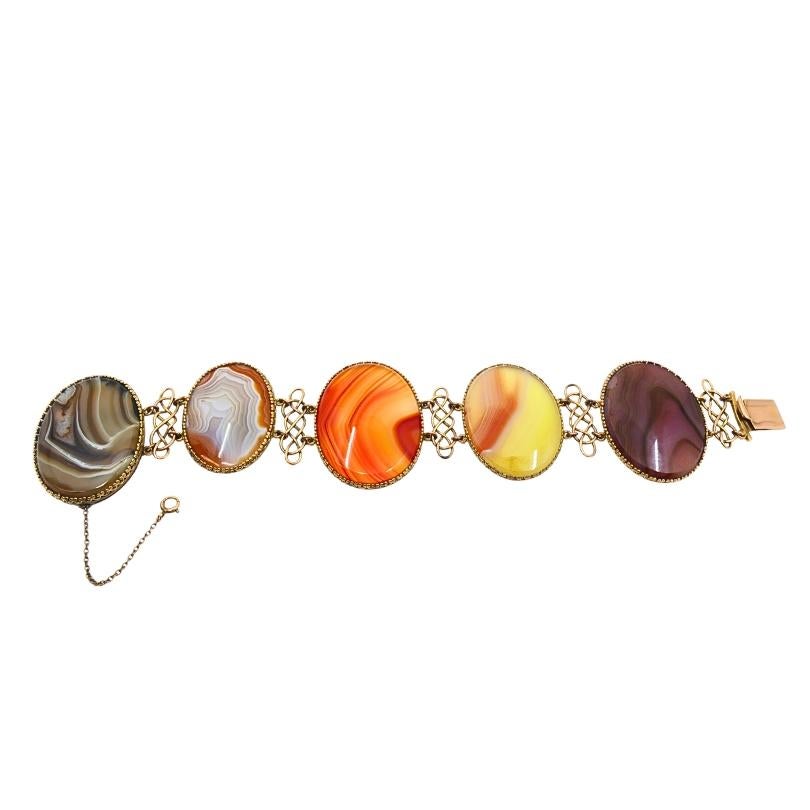 Pulsera antigua de ágata escocesa A & J. Smith Aberdeen de oro de 9 quilates en Bueno estado para la venta en Beverly Hills, CA