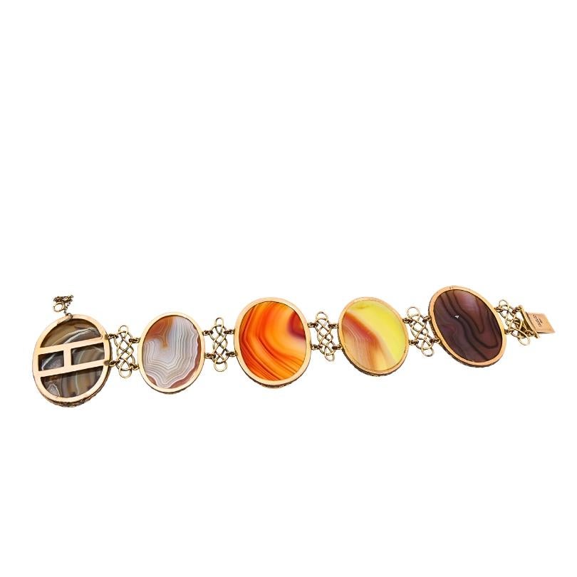 Pulsera antigua de ágata escocesa A & J. Smith Aberdeen de oro de 9 quilates en venta 2