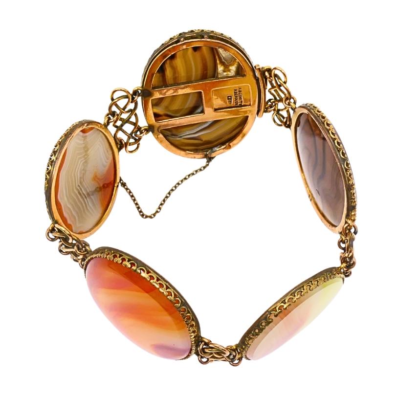Pulsera antigua de ágata escocesa A & J. Smith Aberdeen de oro de 9 quilates en venta 3