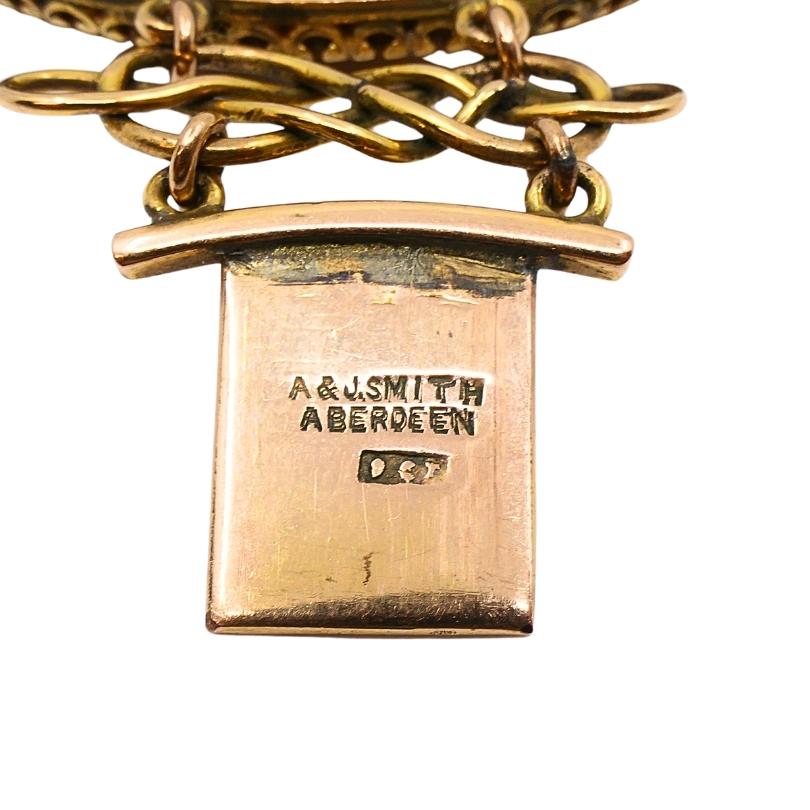 Pulsera antigua de ágata escocesa A & J. Smith Aberdeen de oro de 9 quilates en venta 4