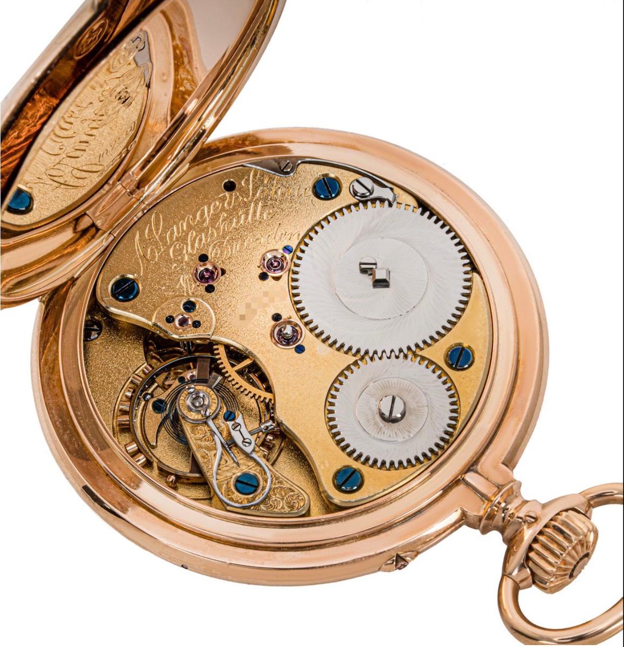 Antique A. Lange & Sohne. Rare Rose Gold Open Face Keyless Lever Pocket Watch  In Excellent Condition In London, GB