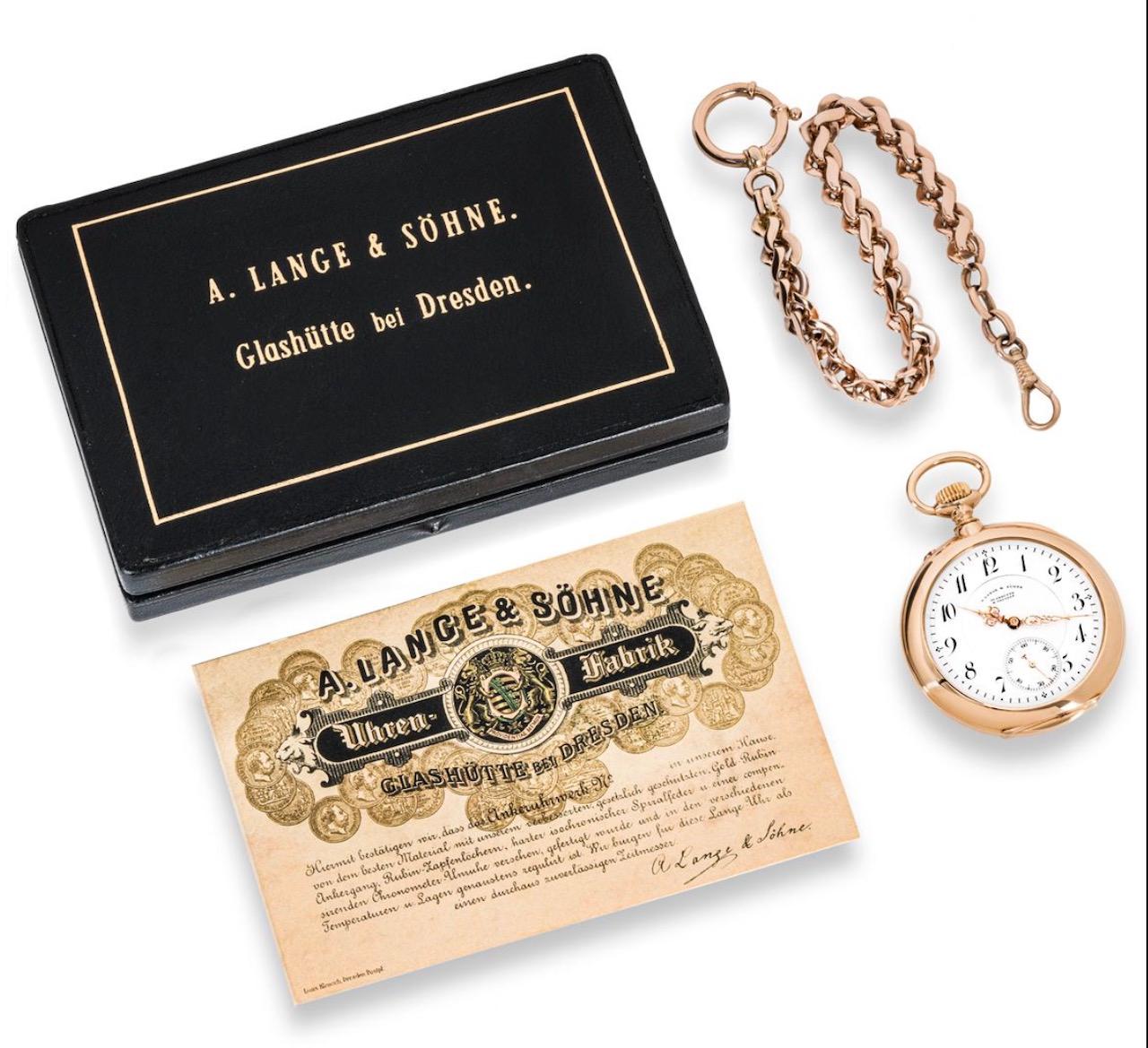 Antique A. Lange & Sohne. Rare Rose Gold Open Face Keyless Lever Pocket Watch  3