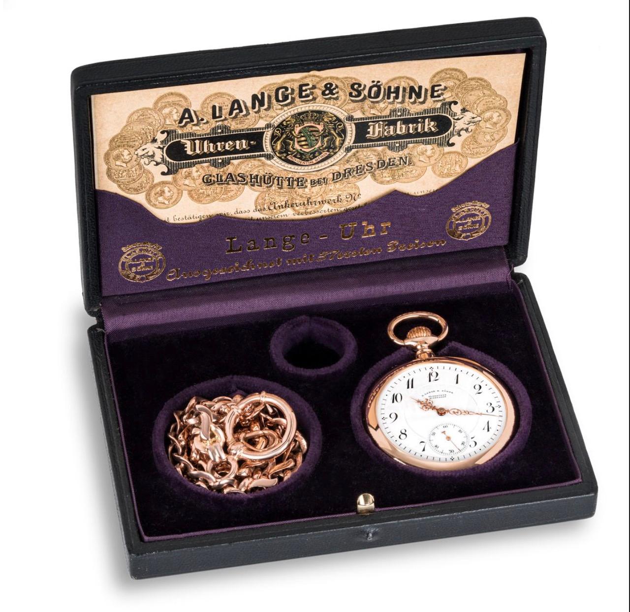Antique A. Lange & Sohne. Rare Rose Gold Open Face Keyless Lever Pocket Watch  4