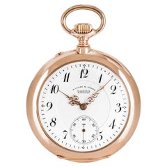 Ancien A. Lange & Sohne. Rare montre de poche en or rose à cadran ouvert, sans clé, avec levier 