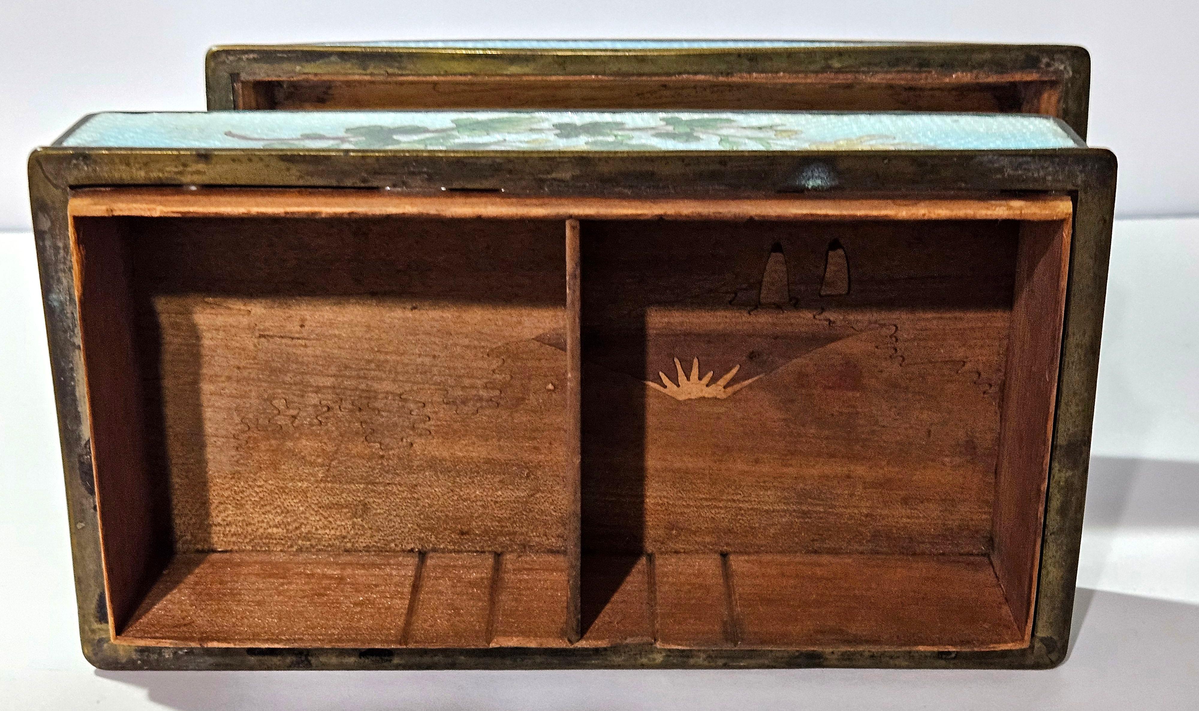 Antique A Large Ginbari Cloisonne Rectangular Lidded Box, Meiji Period For Sale 9