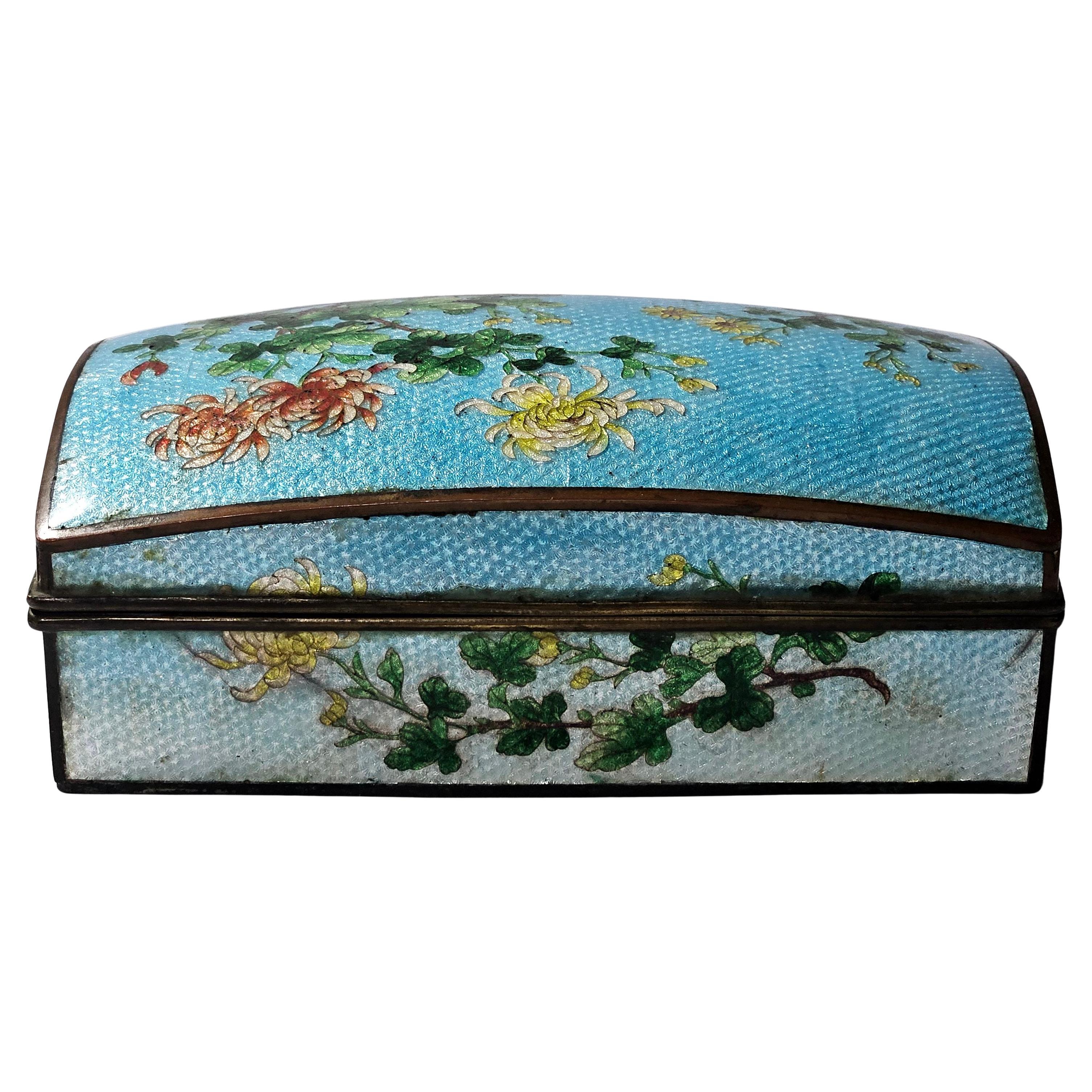 Antique A Large Ginbari Cloisonne Rectangular Lidded Box, Meiji Period For Sale