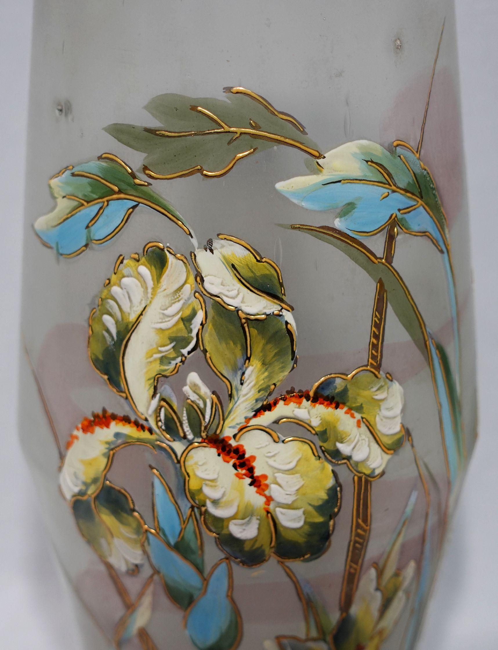 Early 20th Century Antique A Large Mont Joye Enamel art glass Vase For Sale