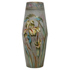 Vintage A Large Mont Joye Enamel art glass Vase