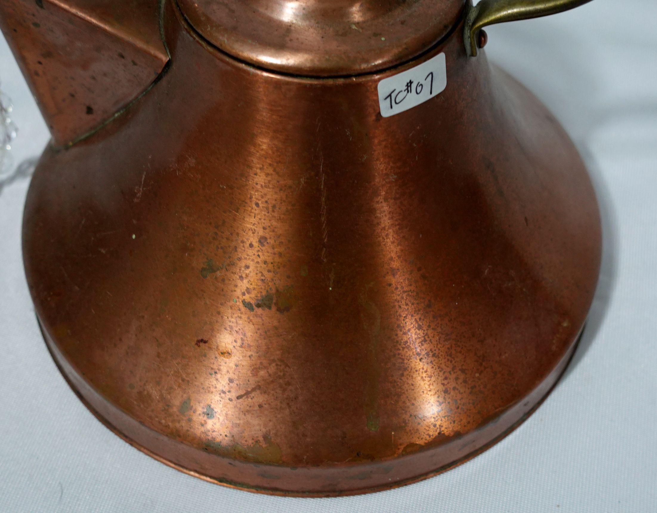 Hand-Crafted Antique A  Large Ship's Copper Tea Kettle, TC#09 For Sale