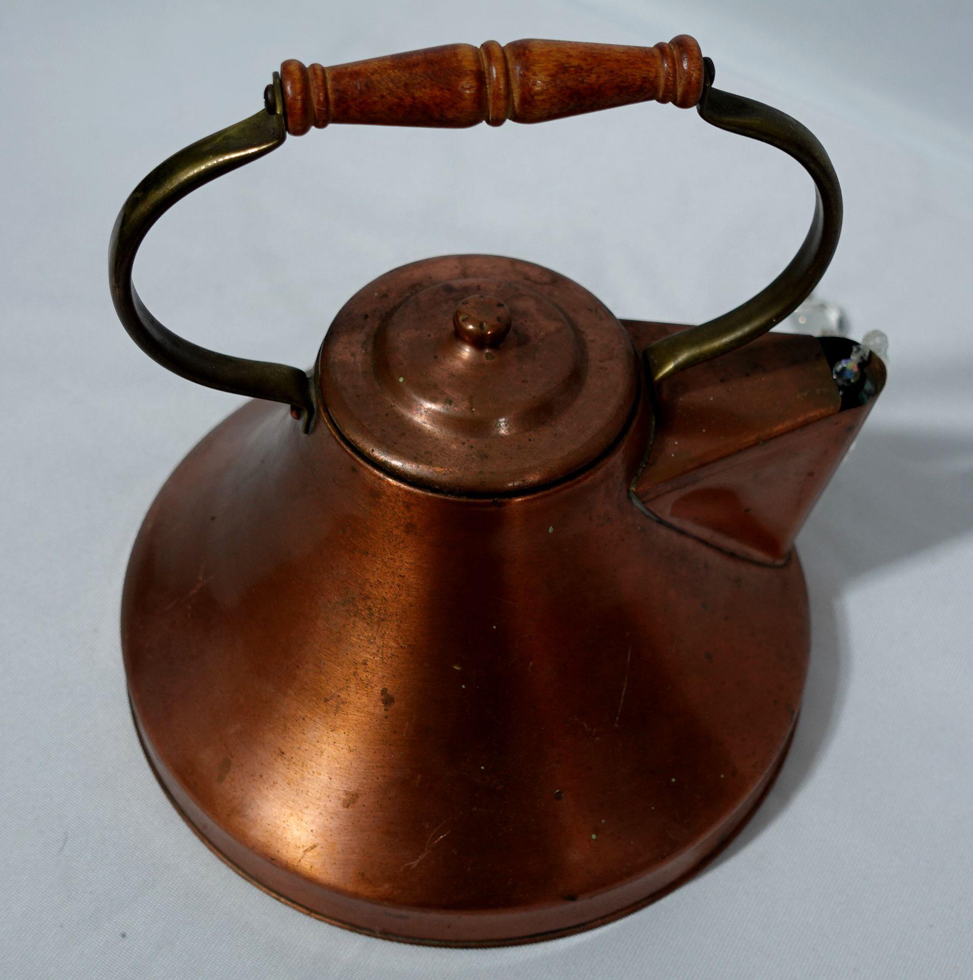 Antique A  Large Ship's Copper Tea Kettle, TC#09 In Good Condition For Sale In Norton, MA