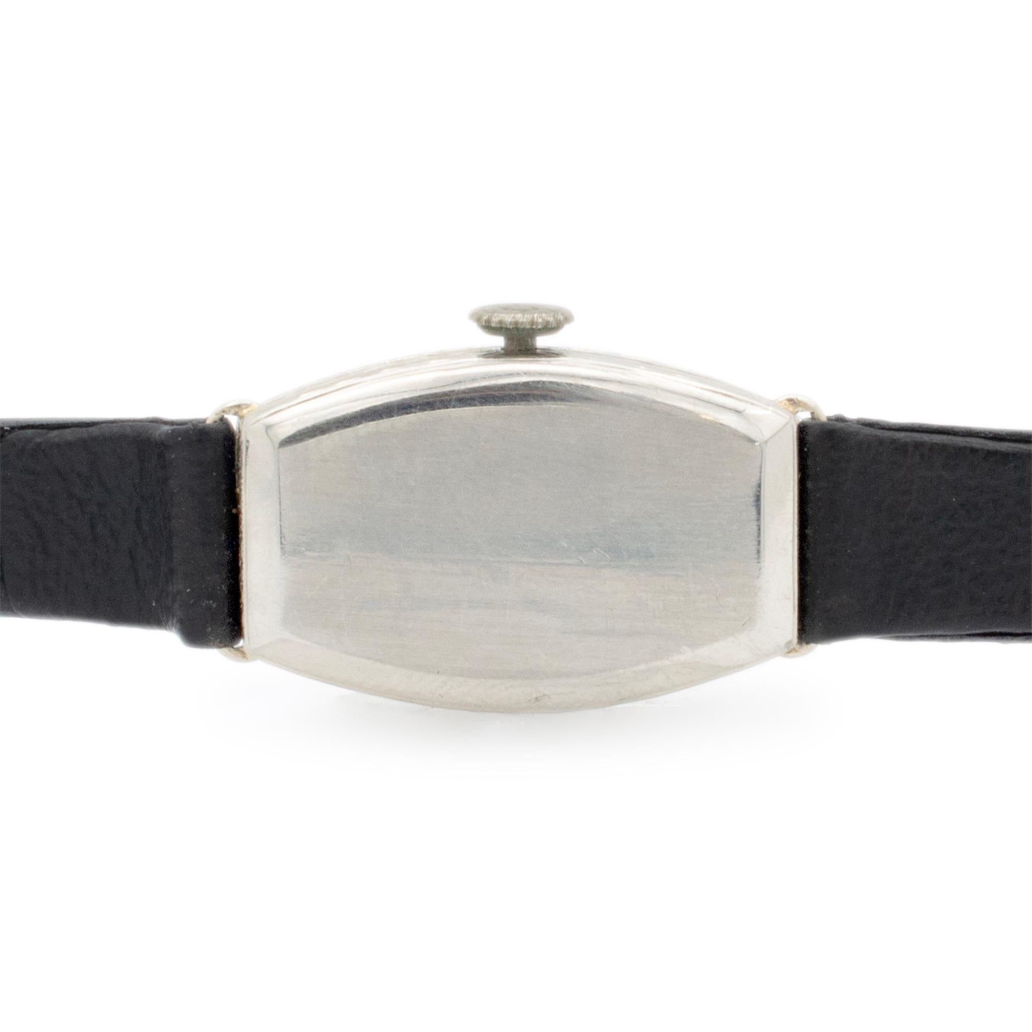 Antique A. LeCoultre 19.5k White Gold Manual Winding Diamond Emerald  Watch In Excellent Condition For Sale In Houston, TX