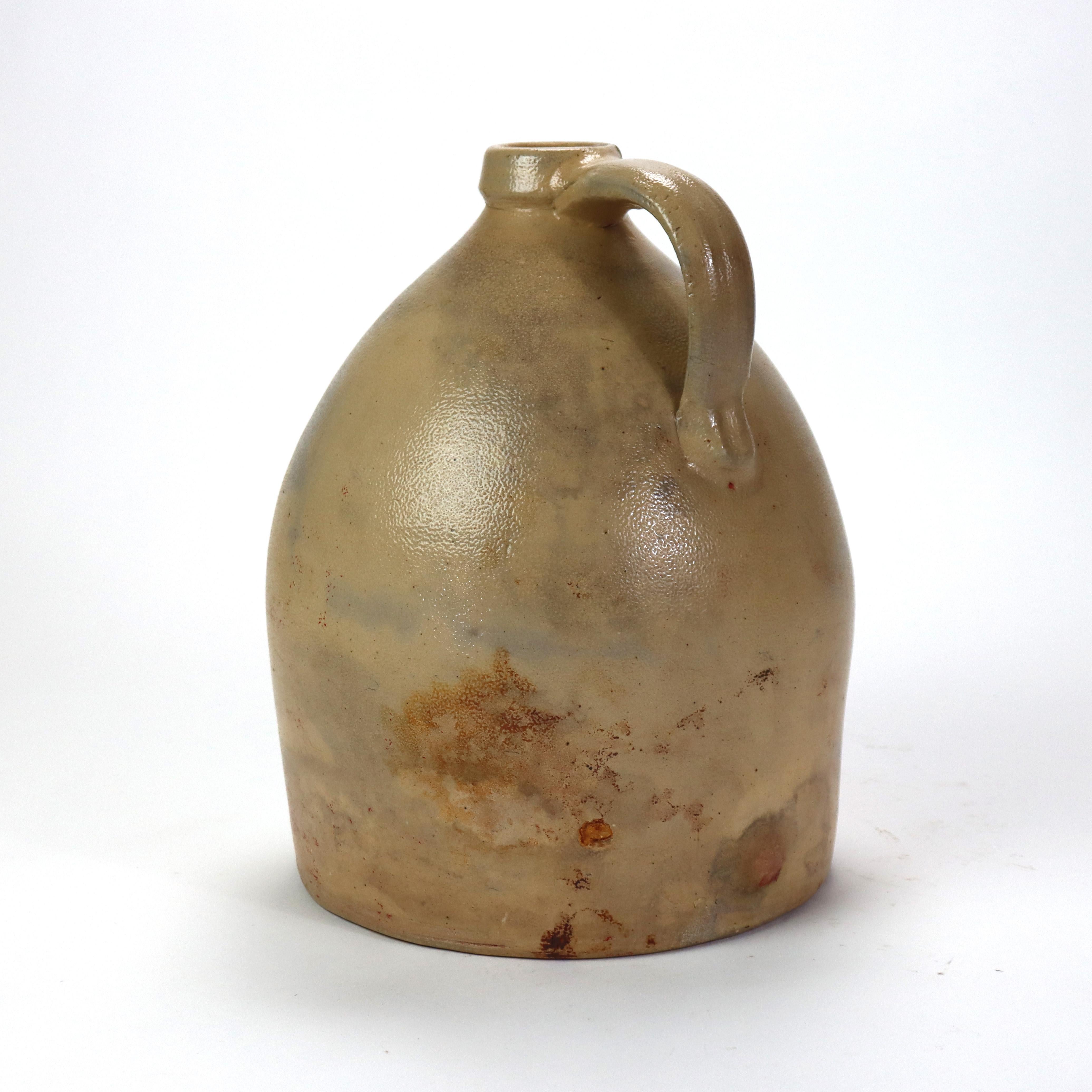 Poteries Ancienne cruche en grès décoré bleu de A. O. Whitemore, Havana NY, vers 1890 en vente
