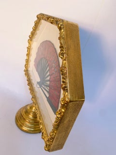 Antique A Silk Lacquer Chinese Fan with Shadow Box