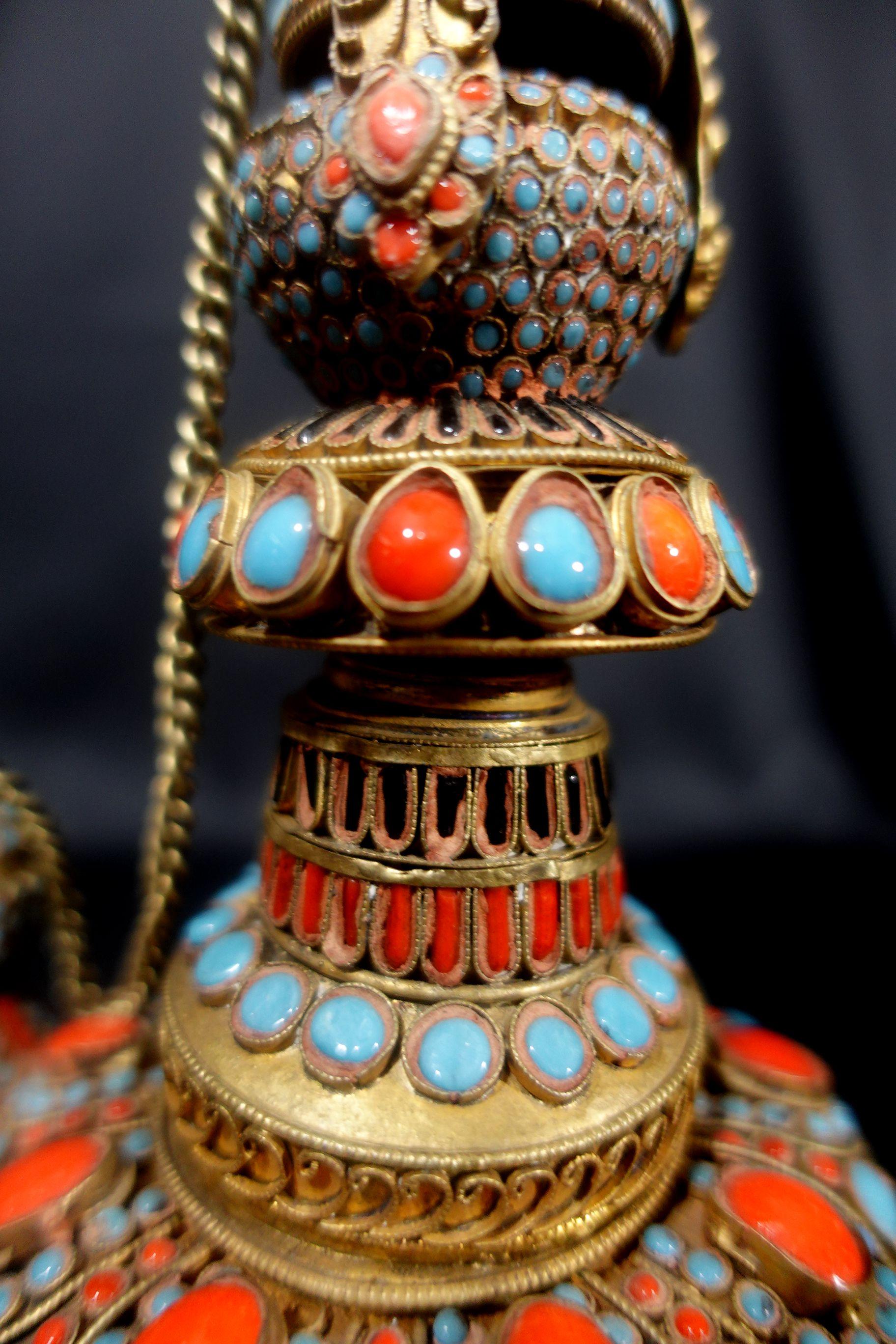 Laiton Ancien pot tibétain Benba, 19ème siècle en vente