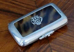 Antikes viktorianisches Silber- und simuliertes Schildpatt-Etui aus Silber, 1863