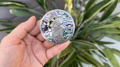 Antique Abalone & Silver Aztec Pendant/Brooch Natural Stone