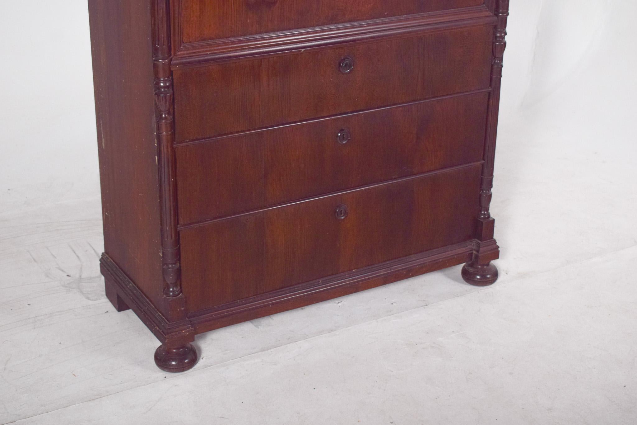 Portugais Armoire ancienne Abattant en placage de chêne en vente