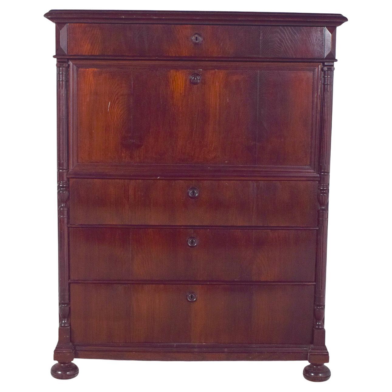 Armoire ancienne Abattant en placage de chêne en vente